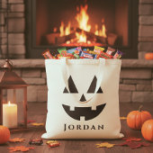 Gepersonaliseerde Happy Jack-O-Lantern Gezicht Hal Tote Bag