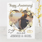 Gepersonaliseerde Happy Jubileum Kaart met foto (Gele Bloem)