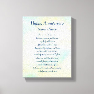 Gepersonaliseerde Happy Jubileum Poem Art Canvas Afdruk