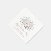 Gepersonaliseerde Happy Moederdag Blush Bloemen Servet (Hoek)