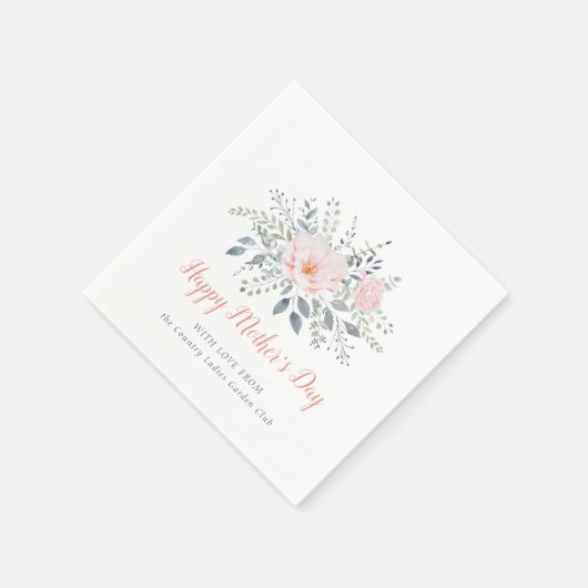 Gepersonaliseerde Happy Moederdag Blush Bloemen Servet (Hoek)