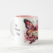 Gepersonaliseerde Happy Moederdag Butterfly Tweekleurige Koffiemok (Voorkant links)
