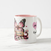 Gepersonaliseerde Happy Moederdag Butterfly Tweekleurige Koffiemok (Voorkant rechts)