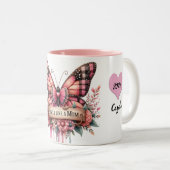 Gepersonaliseerde Happy Moederdag Butterfly Tweekleurige Koffiemok (Voorkant rechts)