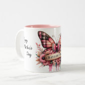 Gepersonaliseerde Happy Moederdag Butterfly Tweekleurige Koffiemok (Voorkant links)