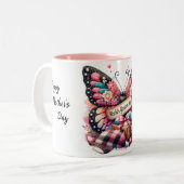 Gepersonaliseerde Happy Moederdag Butterfly Tweekleurige Koffiemok (Voorkant links)
