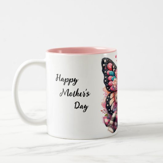 Gepersonaliseerde Happy Moederdag Butterfly Tweekleurige Koffiemok (Links)