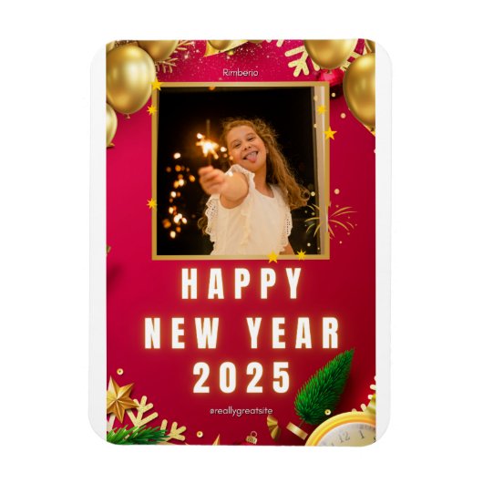 Gepersonaliseerde Happy New Year 2025-fotokaart Magneet (Verticaal)