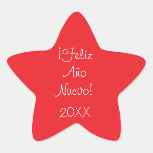 Gepersonaliseerde Happy New Year Rood & Wit Sticke Ster Sticker