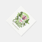 Gepersonaliseerde Happy Paasgnomen Roze Groene Par Servet (Hoek)