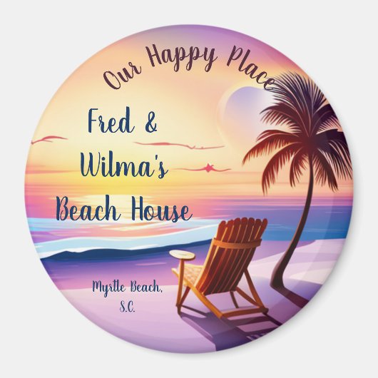 Gepersonaliseerde Happy Place aangepaste locatie Magneet (Voorkant)