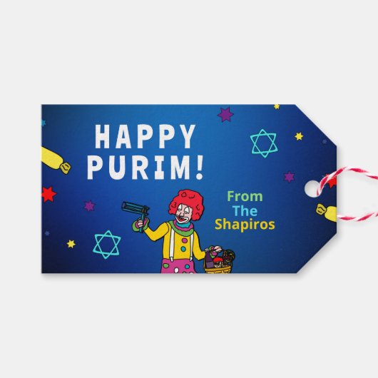 Gepersonaliseerde Happy Purim! Cadeaulabel (Voorkant (Horizontaal))