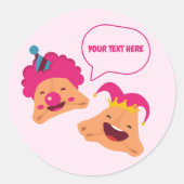 Gepersonaliseerde Happy Purim Cute Hamentashen Ronde Sticker (Voorkant)
