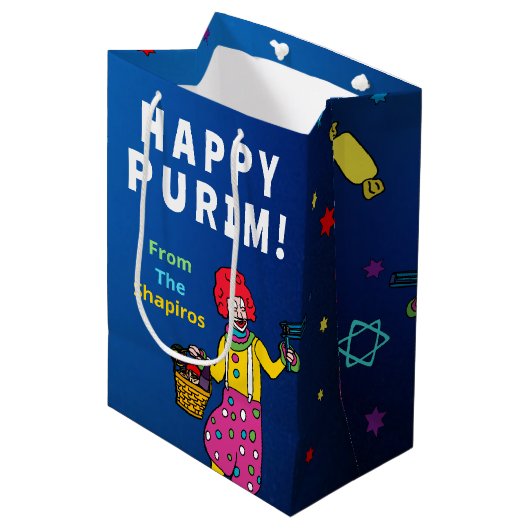 Gepersonaliseerde Happy Purim! Medium Cadeauzakje (Voorkant Gekanteld)
