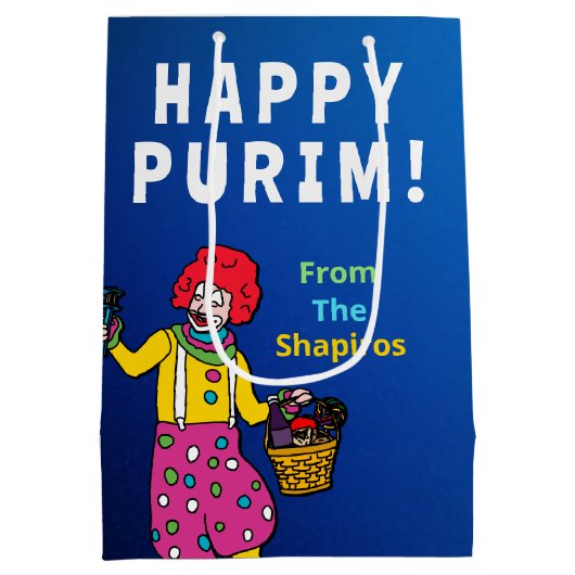 Gepersonaliseerde Happy Purim! Medium Cadeauzakje (Achterkant)