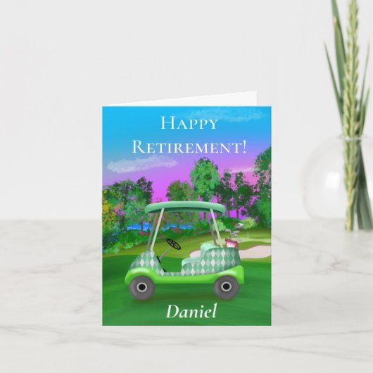Gepersonaliseerde Happy Retirement Golf Sunset Gre Kaart (Voorkant)