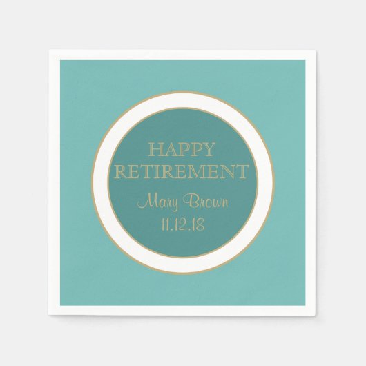 Gepersonaliseerde Happy RETIREMENT papieren servet (Voorkant)