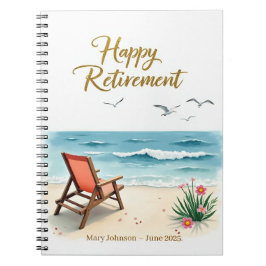 Gepersonaliseerde Happy Retirement Waterverf Beach Notitieboek