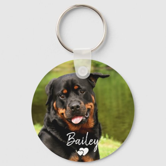 Gepersonaliseerde Happy Rottweiler Sleutelhanger (Voorkant)