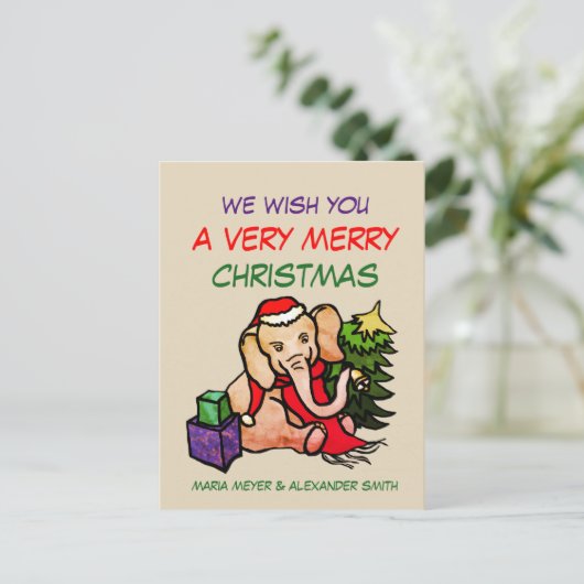 Gepersonaliseerde  Happy Schattigee Cartoon Kerst Feestdagenkaart (Staand voorkant)