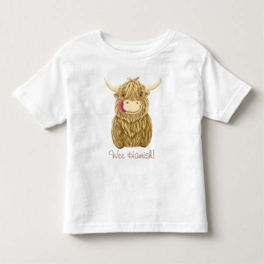 Gepersonaliseerde Happy Scottish Highland Cow Kinder Shirts (Voorkant)