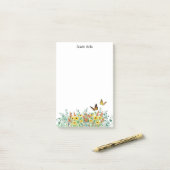 Gepersonaliseerde Happy Spring Flowers Butterfly Post-it® Notes (Op bureau)