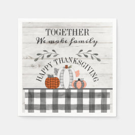 Gepersonaliseerde Happy Thanksgiving Plaid Pumpkin Servet