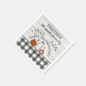 Gepersonaliseerde Happy Thanksgiving Plaid Pumpkin Servet (Hoek)