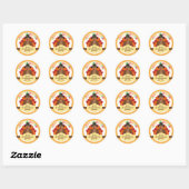 Gepersonaliseerde Happy Thanksgiving Schattige Tur Ronde Sticker (Vel)