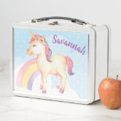 Gepersonaliseerde Happy Unicorn Lunch Box met Flow (In situ)