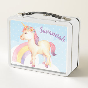 Gepersonaliseerde Happy Unicorn Lunch Box met Flow