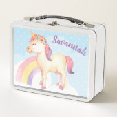 Gepersonaliseerde Happy Unicorn Lunch Box met Flow (Voorkant)
