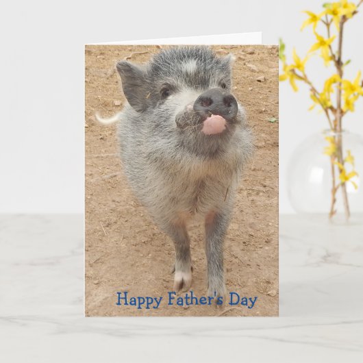 Gepersonaliseerde Happy Vaderdag, Mini Pig Kaart (Gele Bloem)