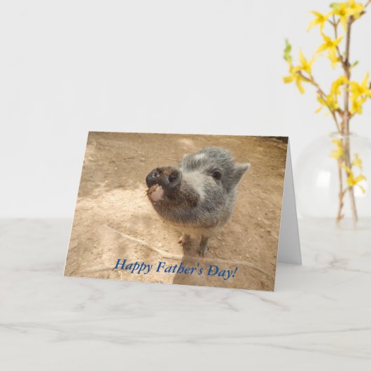 Gepersonaliseerde Happy Vaderdag, Mini Pig Kaart (Gele Bloem)