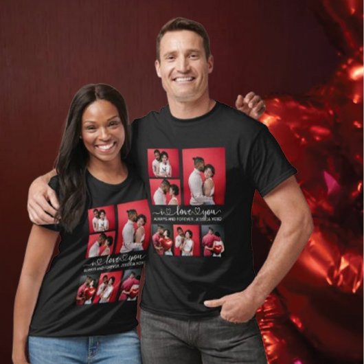 Gepersonaliseerde Happy Valentijns Dag 6 Foto T-shirt