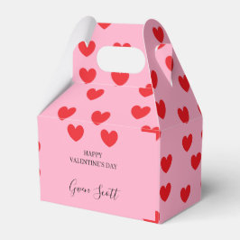 Gepersonaliseerde Happy Valentijns's rood hart roz Bedankdoosjes