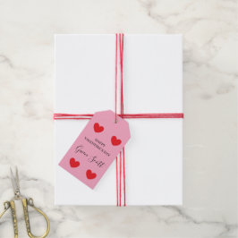 Gepersonaliseerde Happy Valentijns's rood hart roz Cadeaulabel
