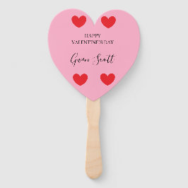 Gepersonaliseerde Happy Valentijns's rood hart roz Handwaaier