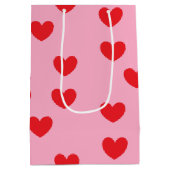 Gepersonaliseerde Happy Valentijns's rood hart roz Medium Cadeauzakje (Achterkant)