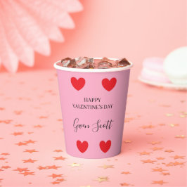 Gepersonaliseerde Happy Valentijns's rood hart roz Papieren Bekers