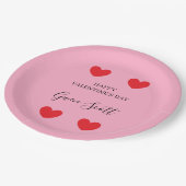Gepersonaliseerde Happy Valentijns's rood hart roz Papieren Bordje (Gekanteld)