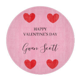 Gepersonaliseerde Happy Valentijns's rood hart roz Snijplank