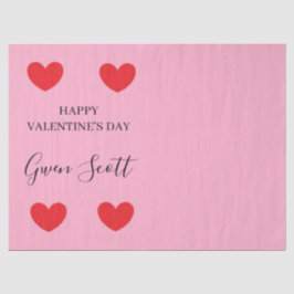 Gepersonaliseerde Happy Valentijns's rood hart roz Tissuepapier
