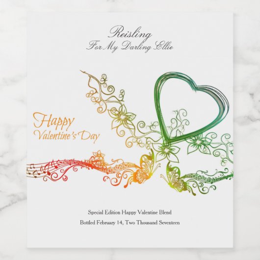 Gepersonaliseerde Happy Valentine's Day Edition Wijn Etiket (Enkel label)