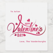 Gepersonaliseerde Happy Valentines Day Script Wijn Etiket (Enkel label)