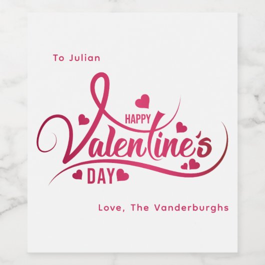 Gepersonaliseerde Happy Valentines Day Script Wijn Etiket (Enkel label)