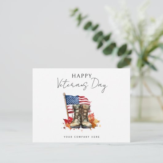 Gepersonaliseerde Happy Veterans Day Business Briefkaart (Staand voorkant)