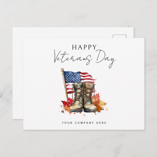 Gepersonaliseerde Happy Veterans Day Business Briefkaart (Voorkant / Achterkant)