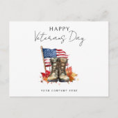 Gepersonaliseerde Happy Veterans Day Business Briefkaart (Voorkant)