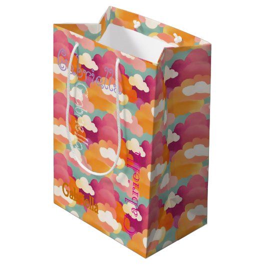 Gepersonaliseerde Happy Waterverf Gift Bag Medium Cadeauzakje (Achterkant Gekanteld)